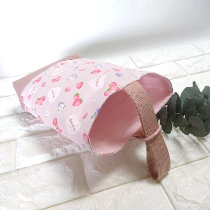 《送料無料》通園・通学3点セット・いちごとハートレース・ピンク　＃n1822