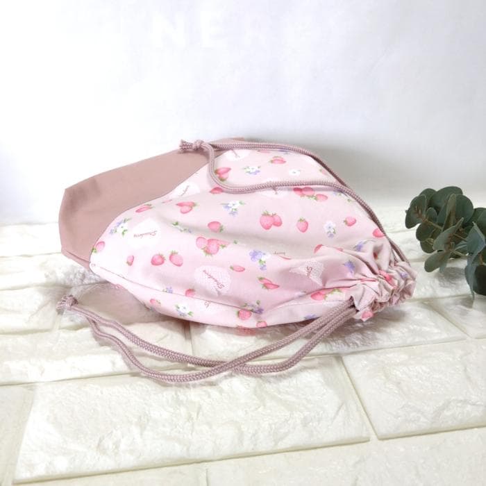 《送料無料》通園・通学3点セット・いちごとハートレース・ピンク　＃n1822