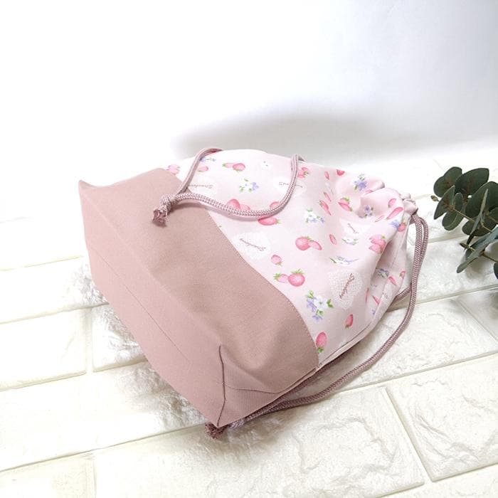 《送料無料》通園・通学3点セット・いちごとハートレース・ピンク　＃n1822