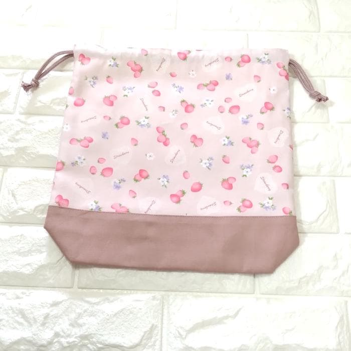 《送料無料》通園・通学3点セット・いちごとハートレース・ピンク　＃n1822