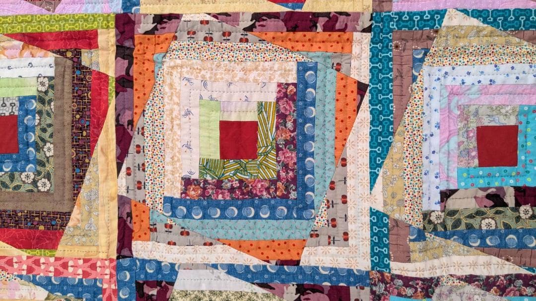 パッチワークキルト　タペストリー　ログキャビン　117✕117