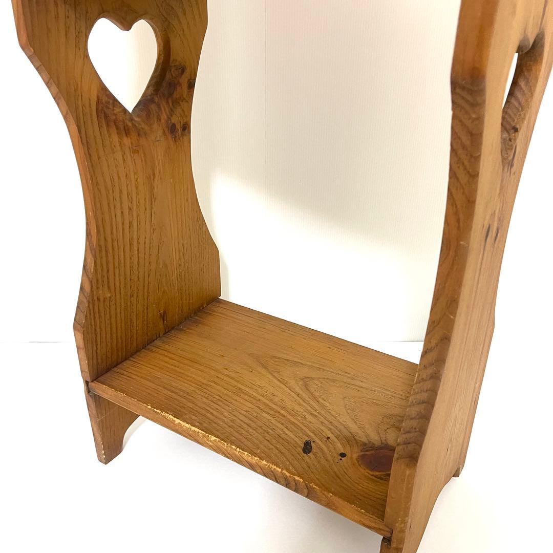 カントリー家具　木製スタンドラック　ハート型穴