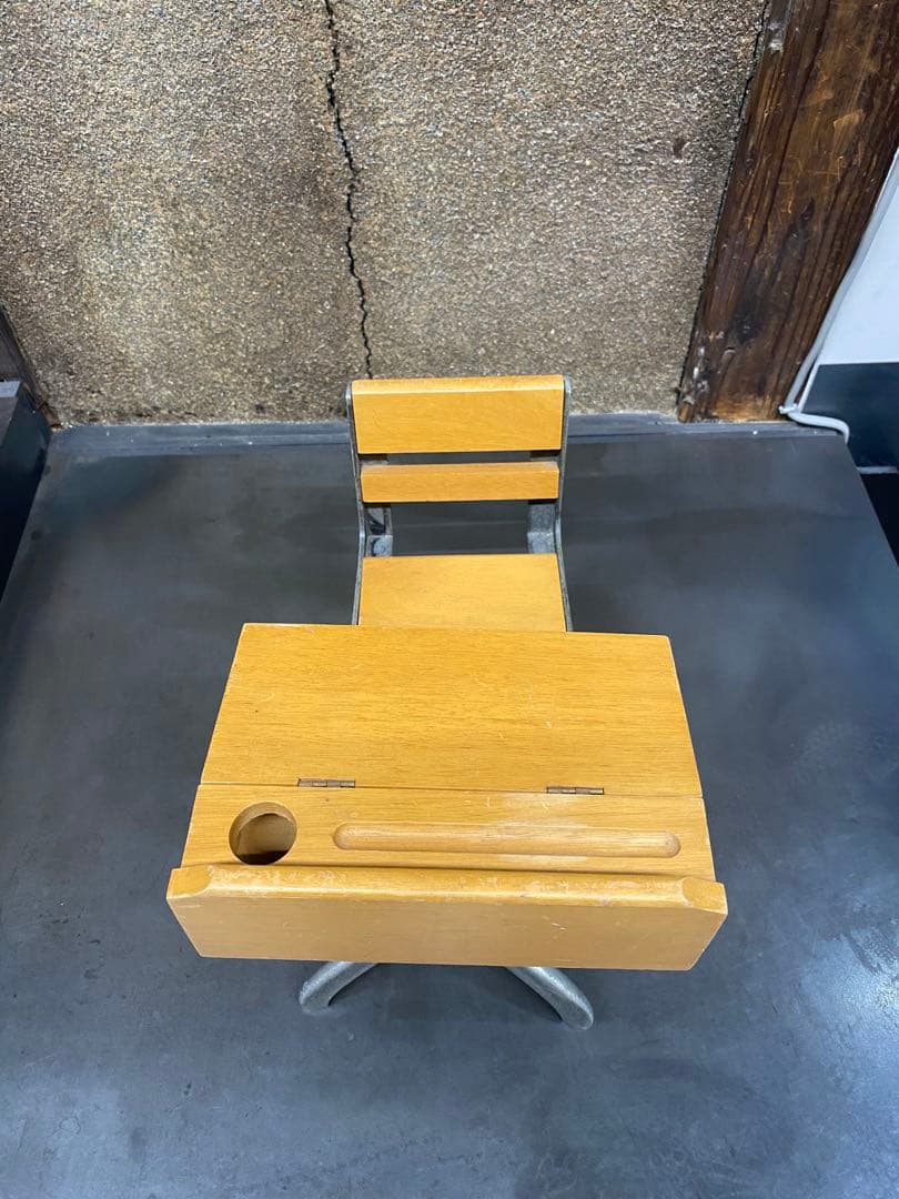 ヴィンテージ ミニチュア 学習デスク&チェア 木製 収納付き vintage