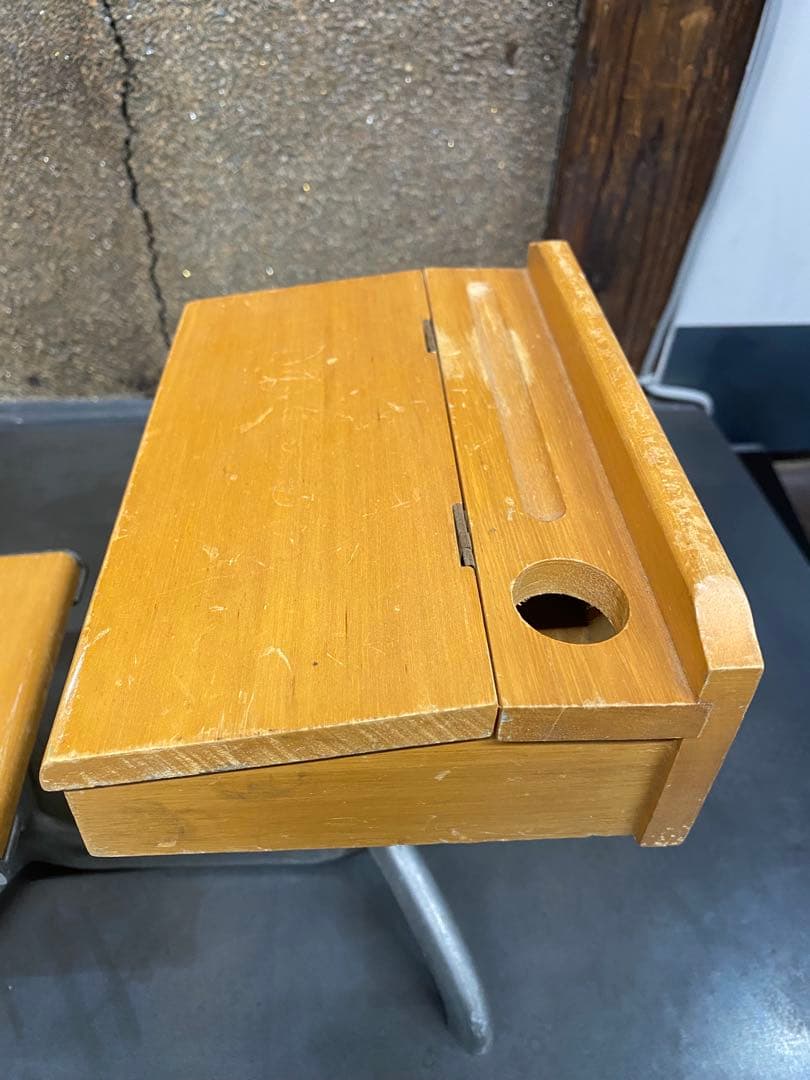 ヴィンテージ ミニチュア 学習デスク&チェア 木製 収納付き vintage