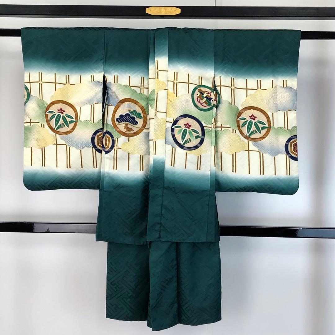子供着物 羽織 七五三 5歳 鷹に小槌 松 巻物 金駒刺繍 CK-7389