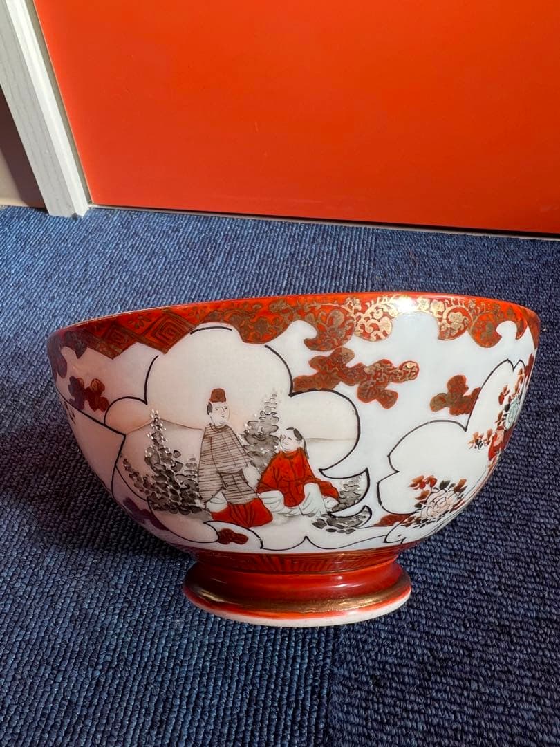 1264 九谷焼　赤絵人物　鉢　時代物