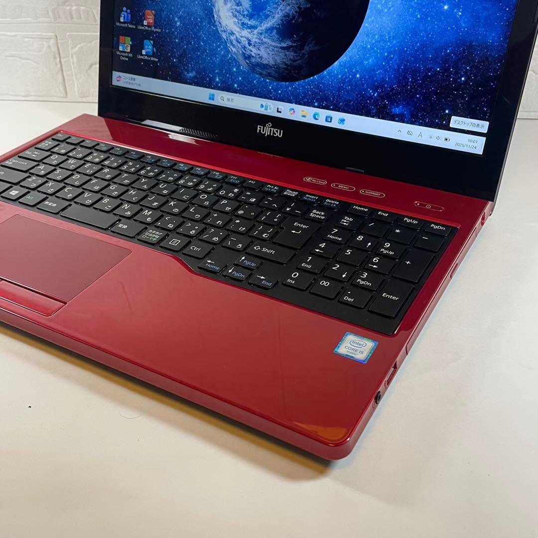 【美品】富士通☆LIFEBOOK☆レッド☆SSD256GB☆すぐ使える