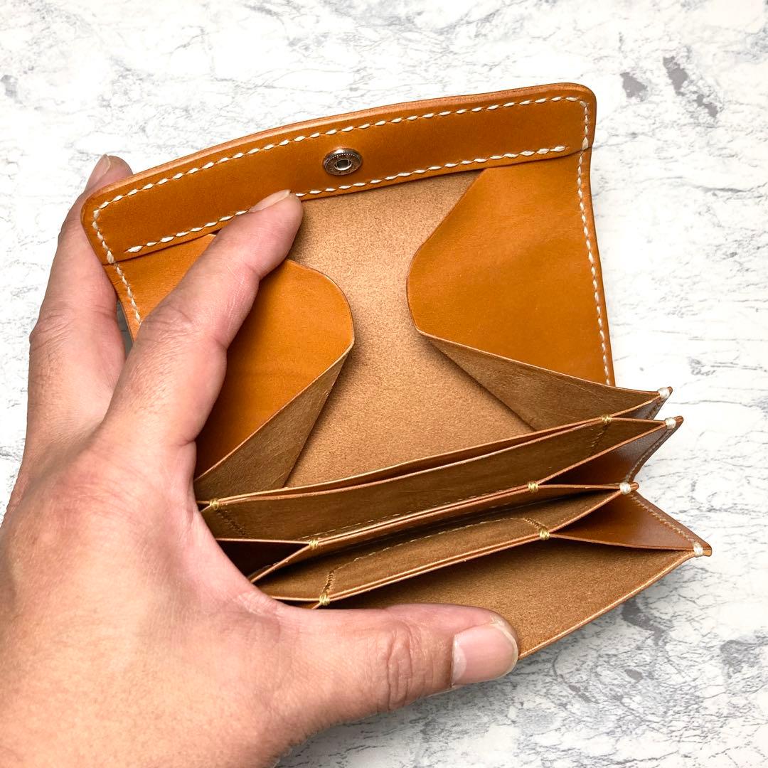 栃木レザー コンパクト財布 本革 ミドルウォレット メンズ レディース キャメル