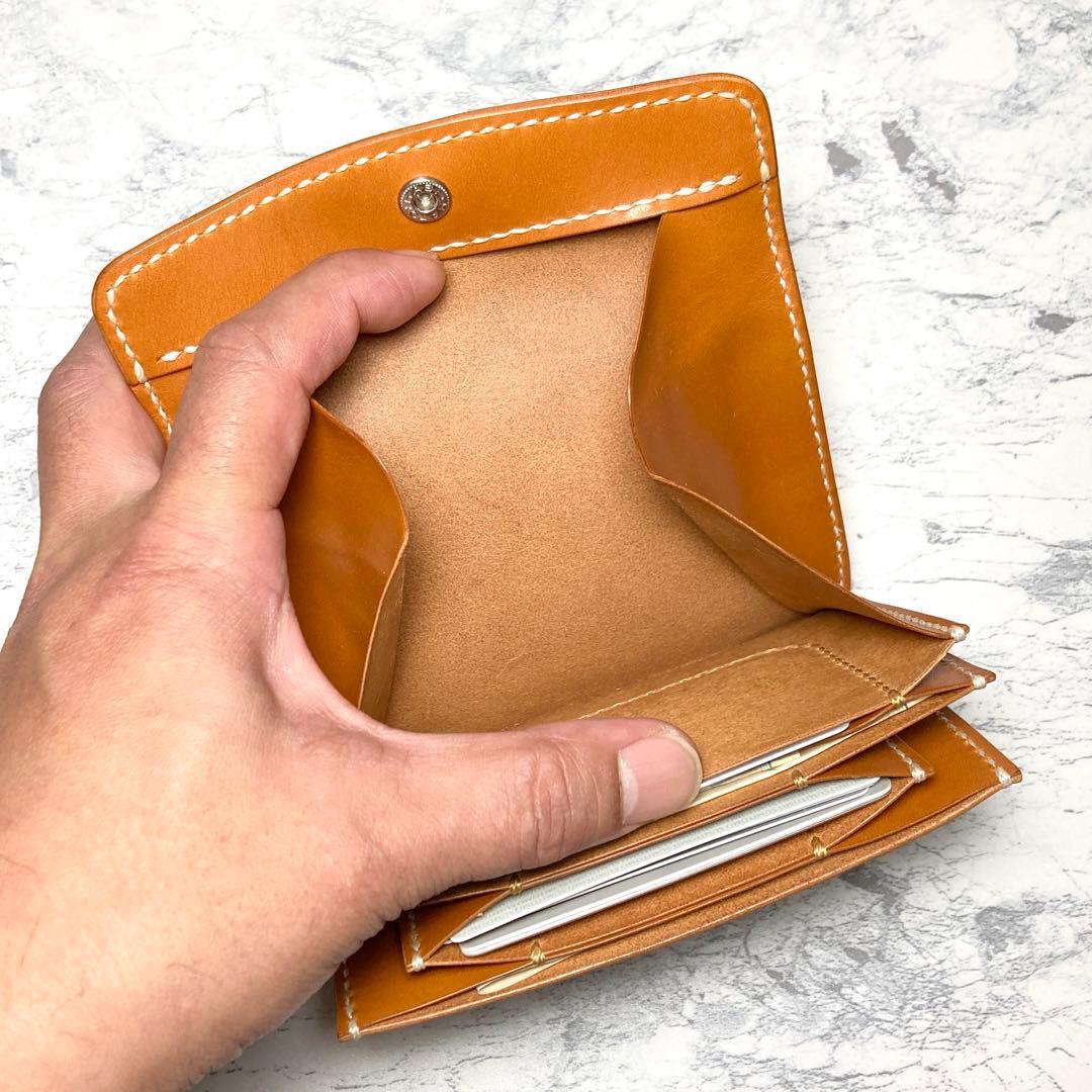 栃木レザー コンパクト財布 本革 ミドルウォレット メンズ レディース キャメル