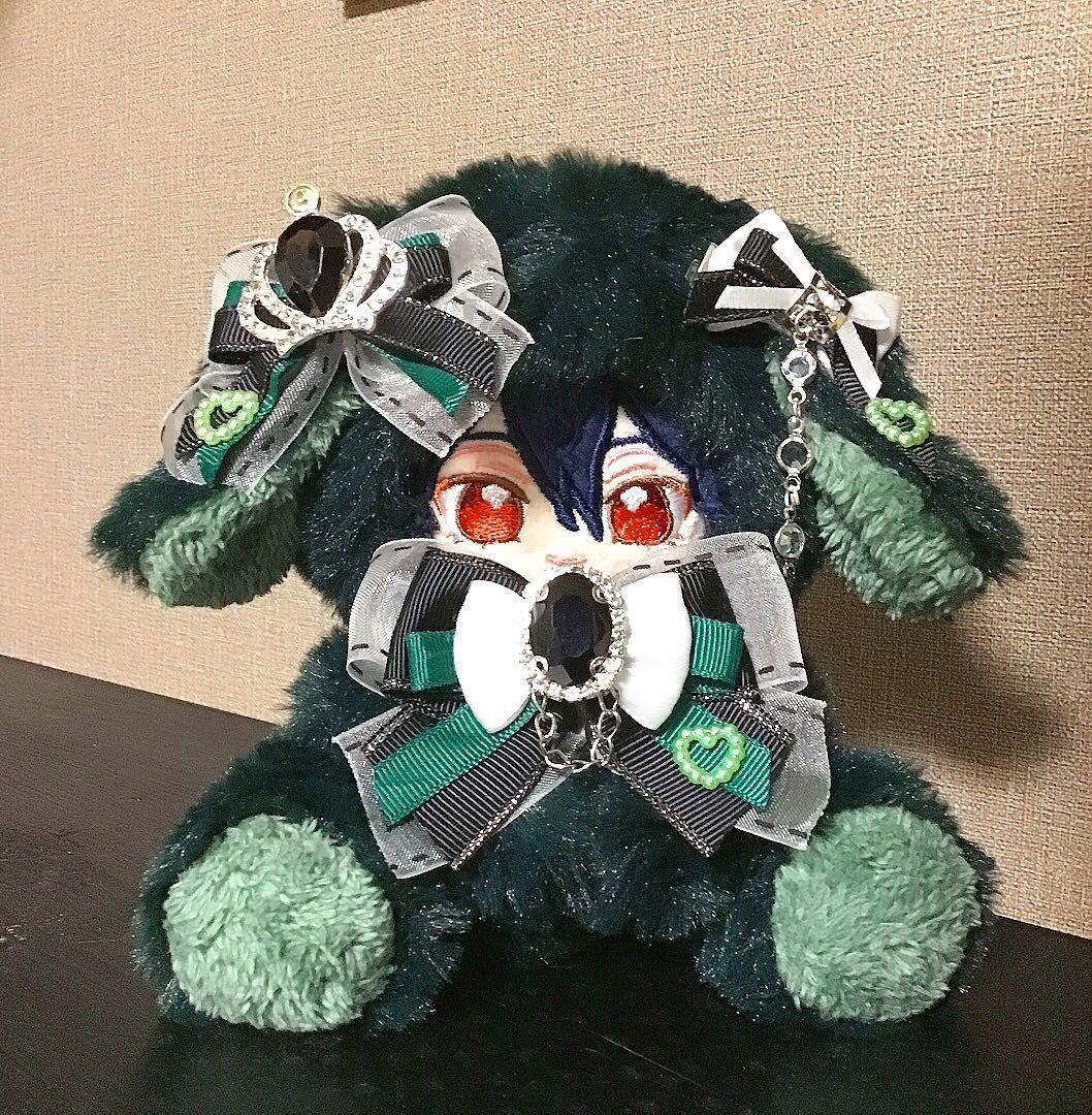 【い3】垂れ耳うさぎ　深ディープグリーン　12cm いつぬい　着ぐるみ　お座り