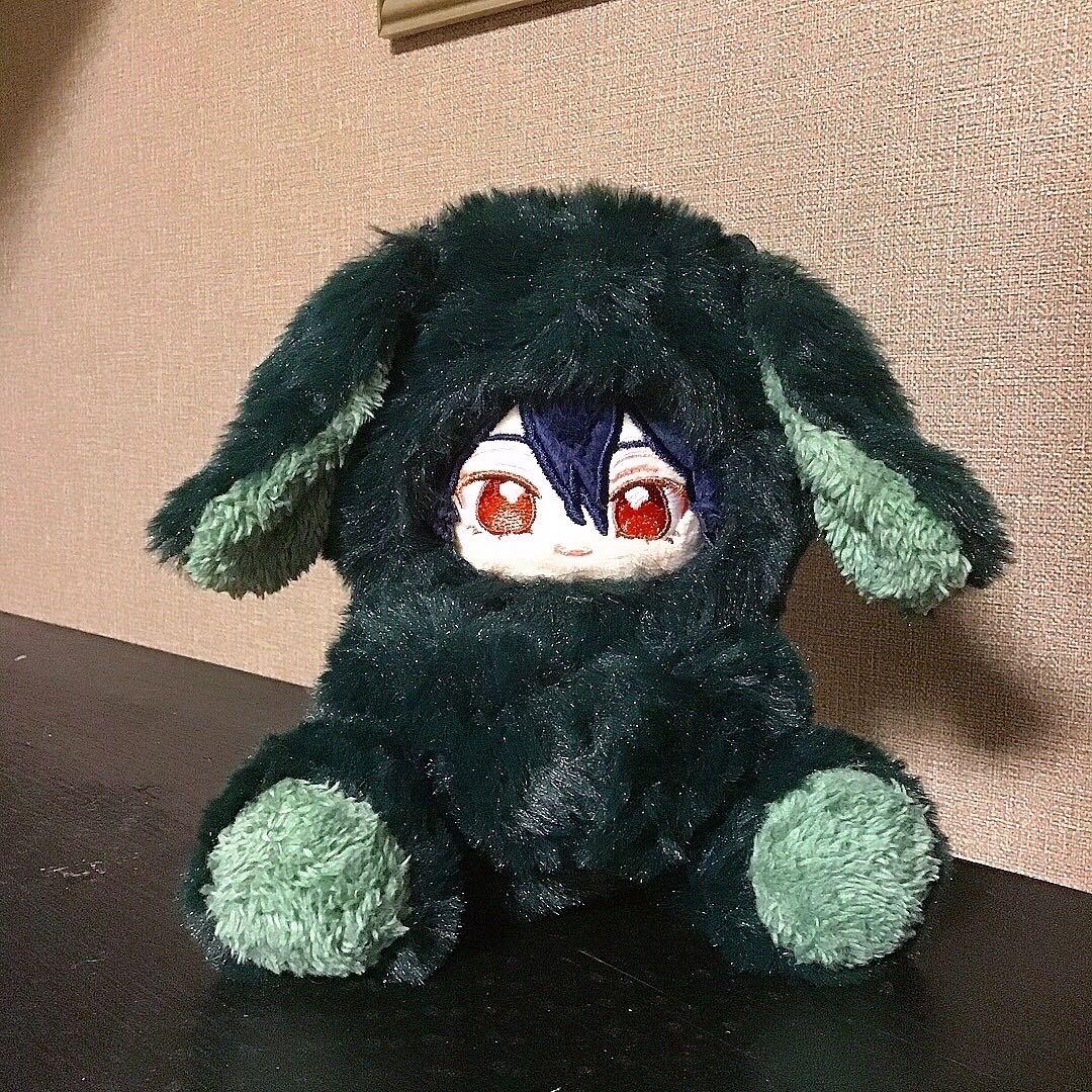 【い3】垂れ耳うさぎ　深ディープグリーン　12cm いつぬい　着ぐるみ　お座り