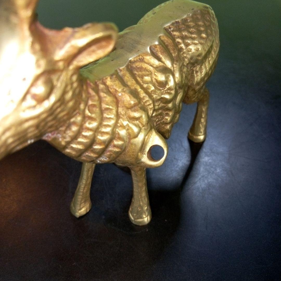 トナカイ？　鹿？　ヘラジカ？　置物　金色　ゴールド　GOLD　フィギュア