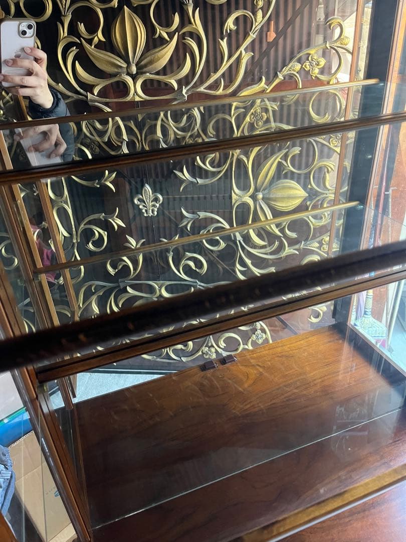 カリモク コロニアル キュリオケース ガラスキャビネット