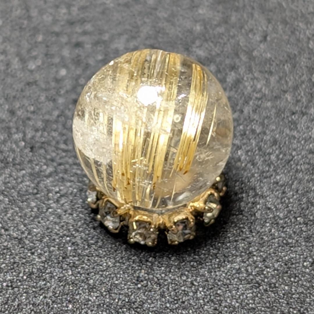 【鋭い極太金針がとにかく目立つ】ゴールドタイチンルチル 8ミリ 粒売り 貫通穴有