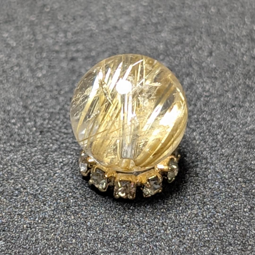 【鋭い極太金針がとにかく目立つ】ゴールドタイチンルチル 8ミリ 粒売り 貫通穴有