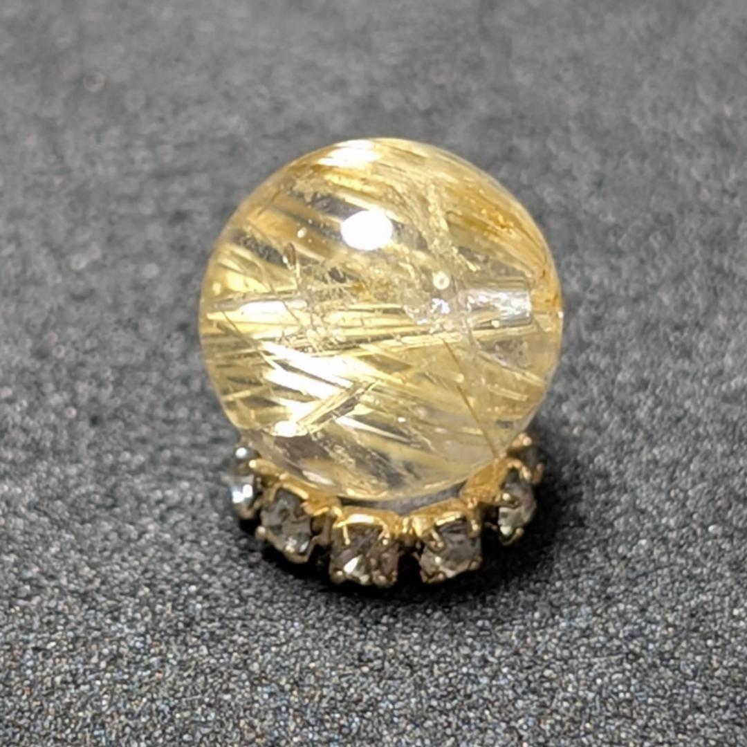 【鋭い極太金針がとにかく目立つ】ゴールドタイチンルチル 8ミリ 粒売り 貫通穴有