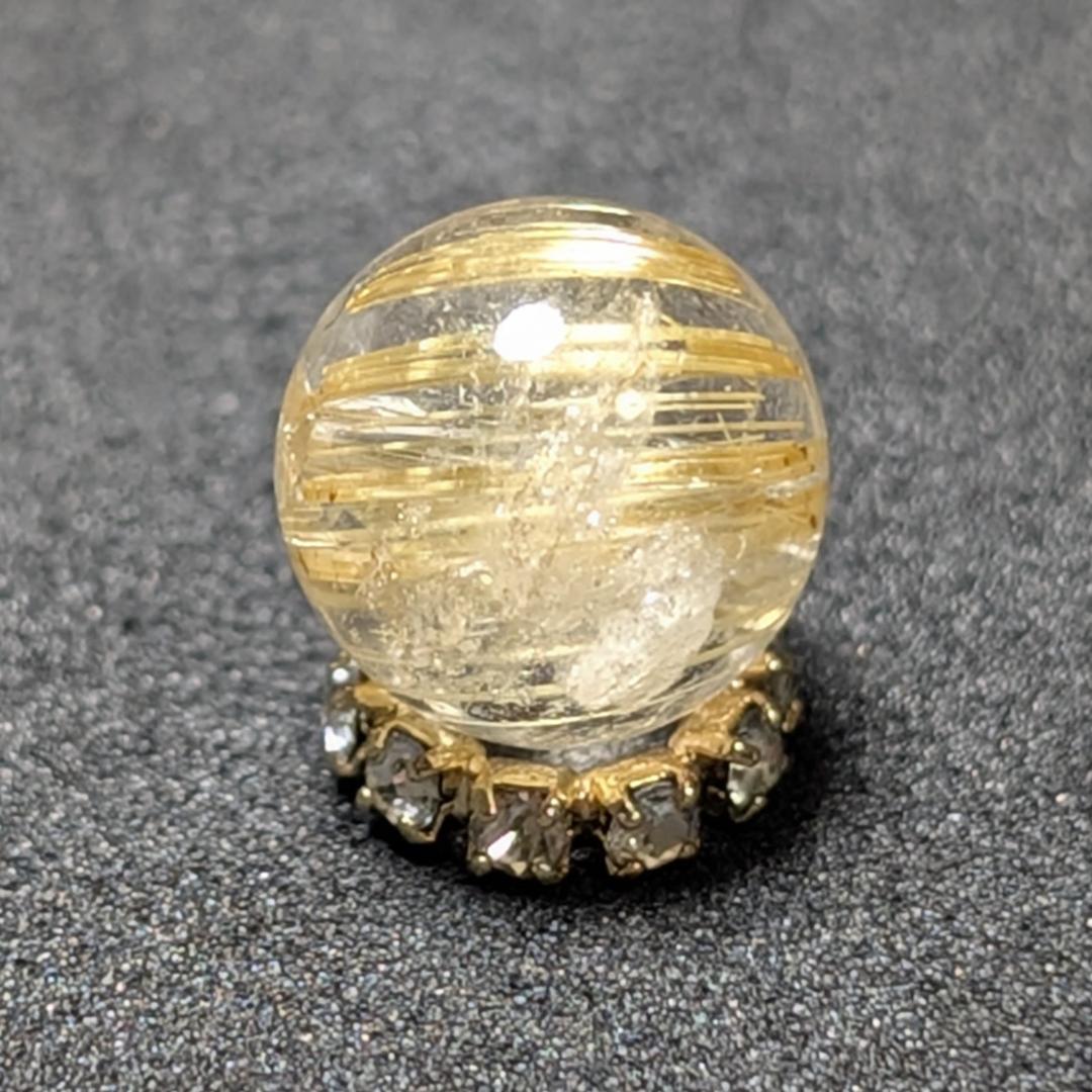 【鋭い極太金針がとにかく目立つ】ゴールドタイチンルチル 8ミリ 粒売り 貫通穴有