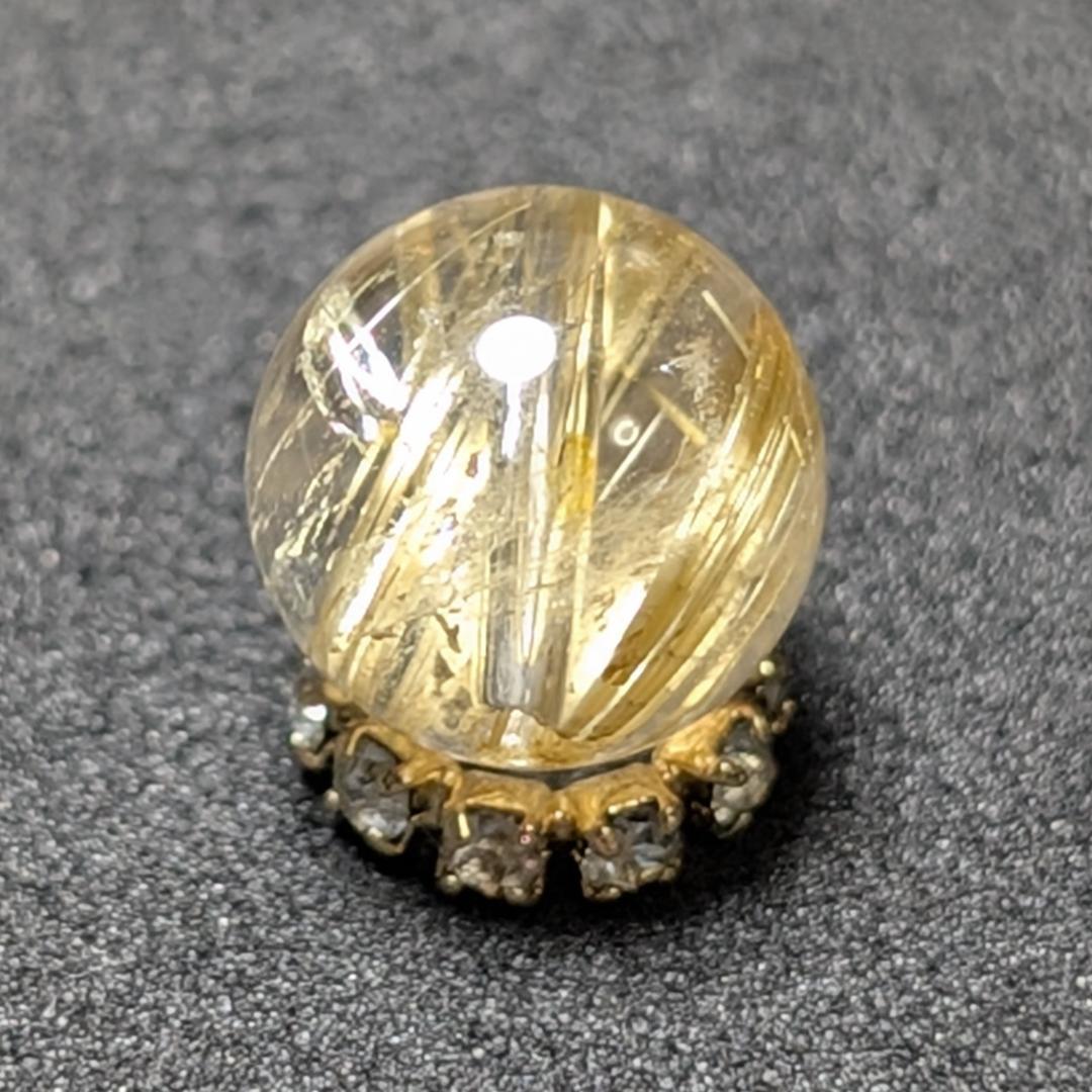 【鋭い極太金針がとにかく目立つ】ゴールドタイチンルチル 8ミリ 粒売り 貫通穴有