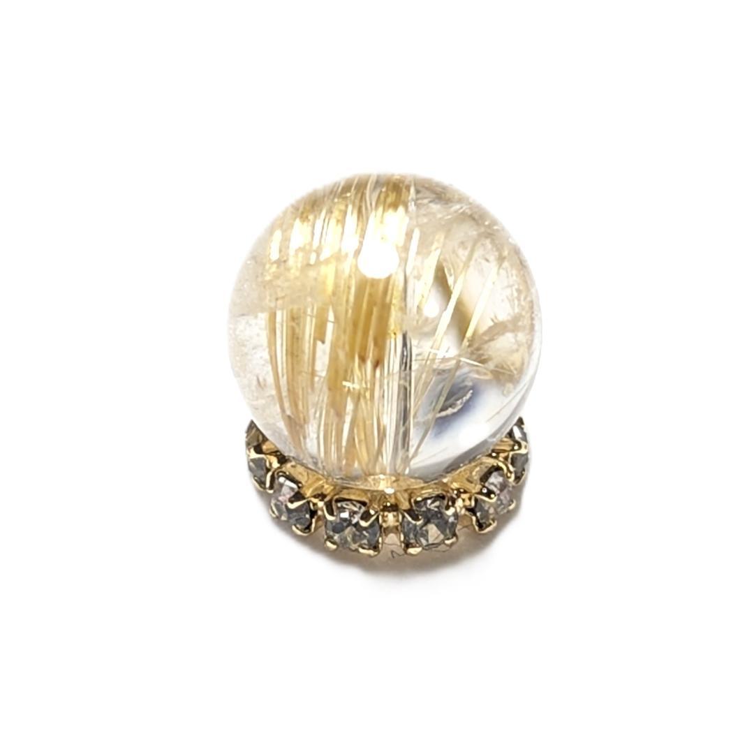 【鋭い極太金針がとにかく目立つ】ゴールドタイチンルチル 8ミリ 粒売り 貫通穴有