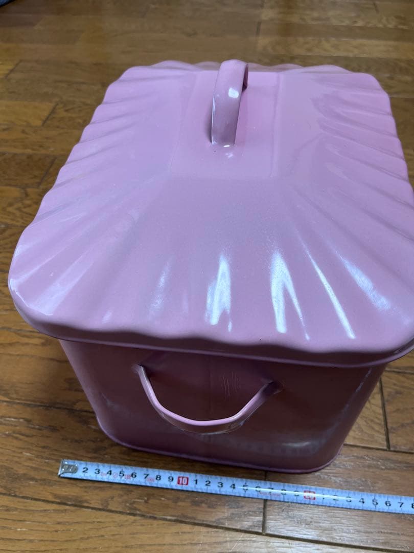 北欧さま専用　【未使用】角形ホーロ製ブレッドケース　ピンク　CAKES