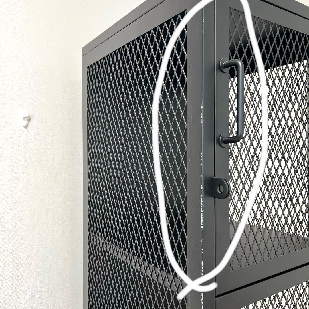 【ジャーナルスタンダードファニチャー】ブラックスチール メッシュロッカー 4段