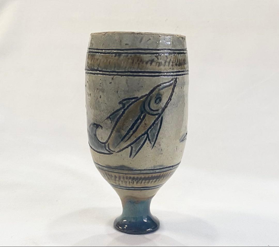 沖縄　壺屋　人間国宝　金城次郎　レトロな　“魚文徳利“