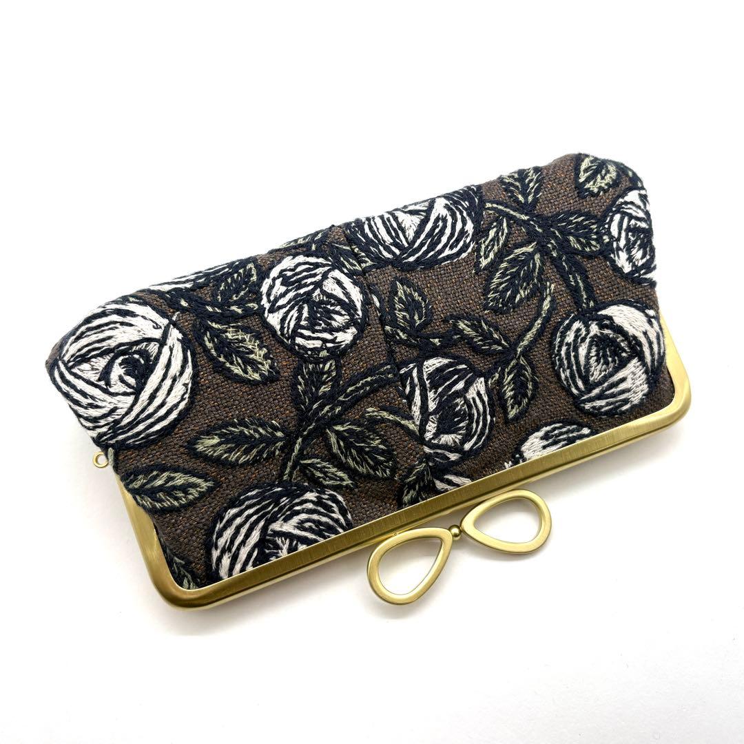 ミナペルホネン ハンドメイド リボン口金親子長財布がま口 voix とrosy