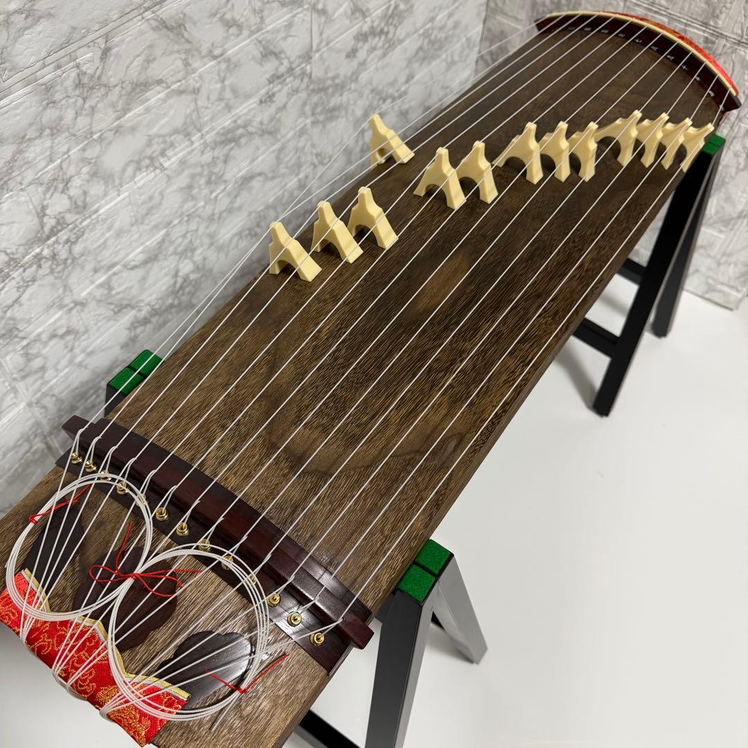 ②美品　ゼンオン 文化箏 上級 13弦 専用スタンド（立奏台）　短琴　柏葉