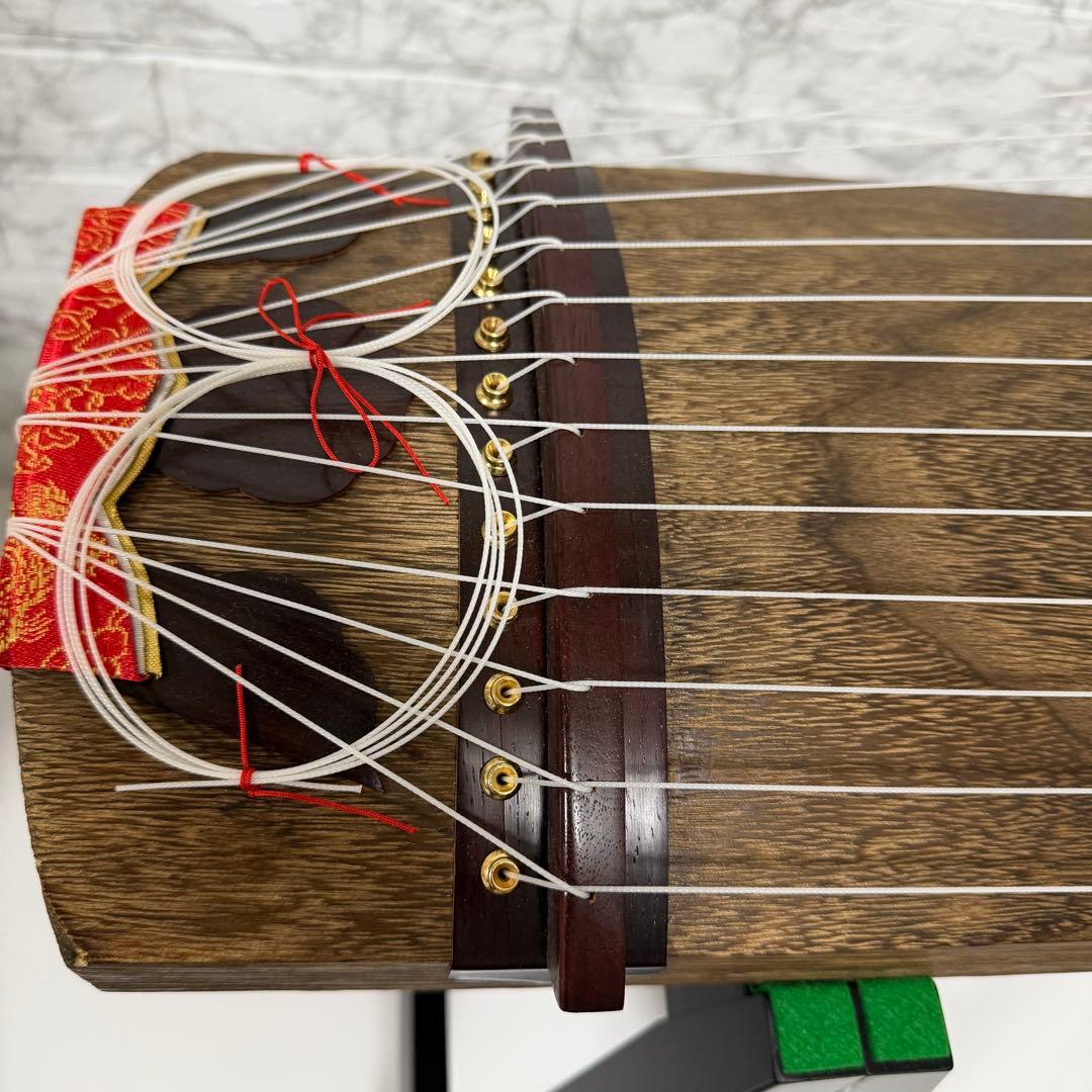 ②美品　ゼンオン 文化箏 上級 13弦 専用スタンド（立奏台）　短琴　柏葉