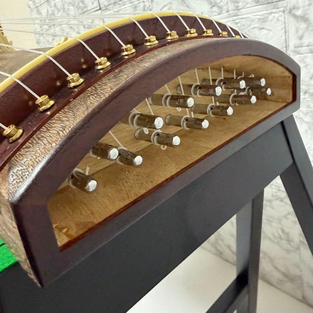 ②美品　ゼンオン 文化箏 上級 13弦 専用スタンド（立奏台）　短琴　柏葉