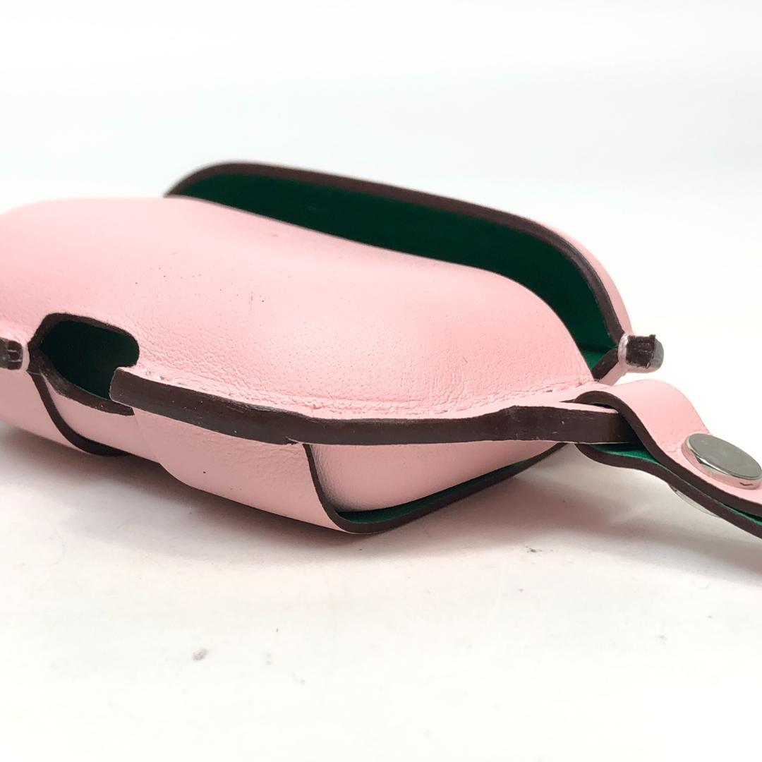 【未使用保管品】1G538 エルメス AirPods Pro ケース ピンク　革