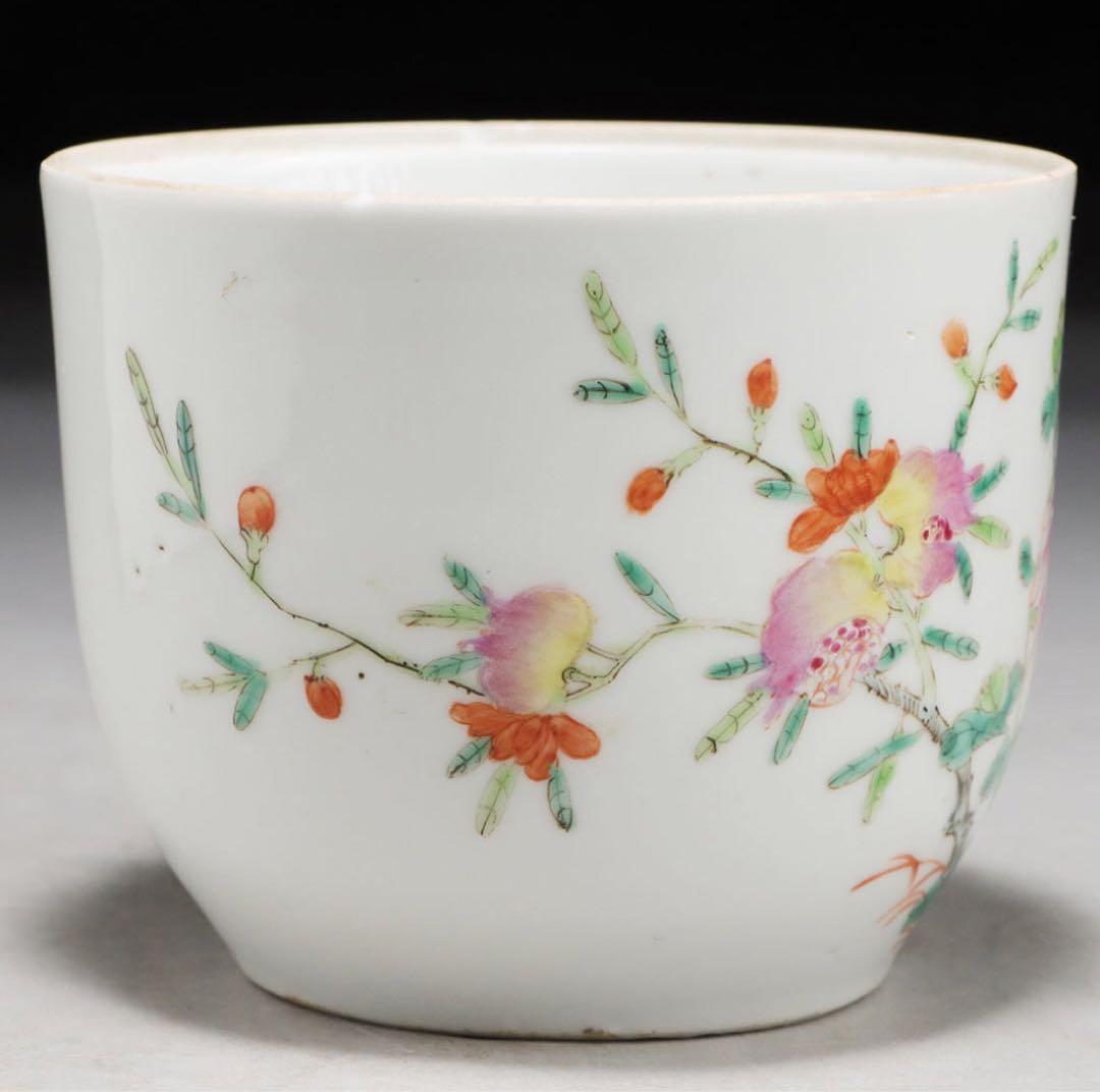 清時代粉彩茶入 陶磁器 花 茶道具 旧家整理品 中国古美術　専用箱あり