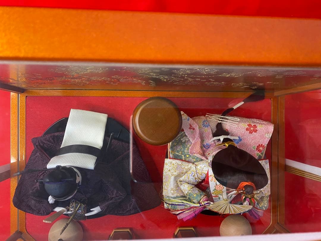 東京久月　雛人形アクリルケース入り親王飾り・間口約３８×奥行約２８×高さ約３０㎝