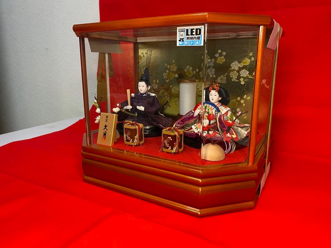 東京久月　雛人形アクリルケース入り親王飾り・間口約３８×奥行約２８×高さ約３０㎝