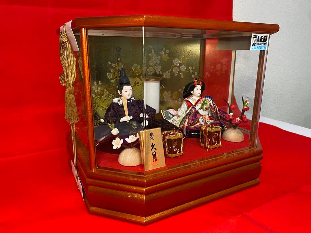 東京久月　雛人形アクリルケース入り親王飾り・間口約３８×奥行約２８×高さ約３０㎝