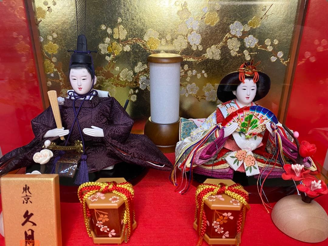 東京久月　雛人形アクリルケース入り親王飾り・間口約３８×奥行約２８×高さ約３０㎝