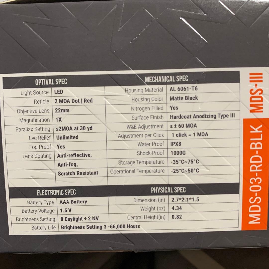 新品同様NOVUS VZOR-1タイプ MDS-3 ドットサイト