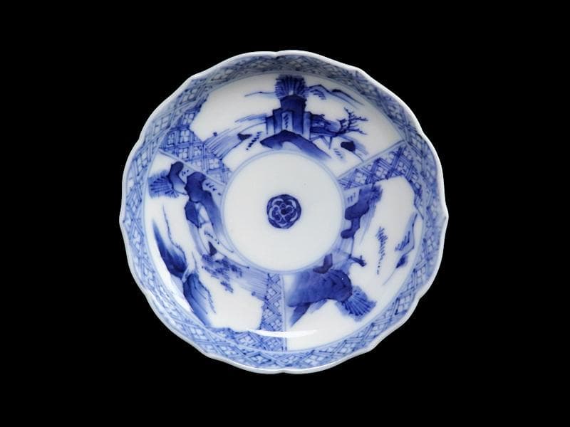 平戸　伊万里　立正堂製　割絵　山水紋の図　4寸皿　５枚　D083AS-DBi