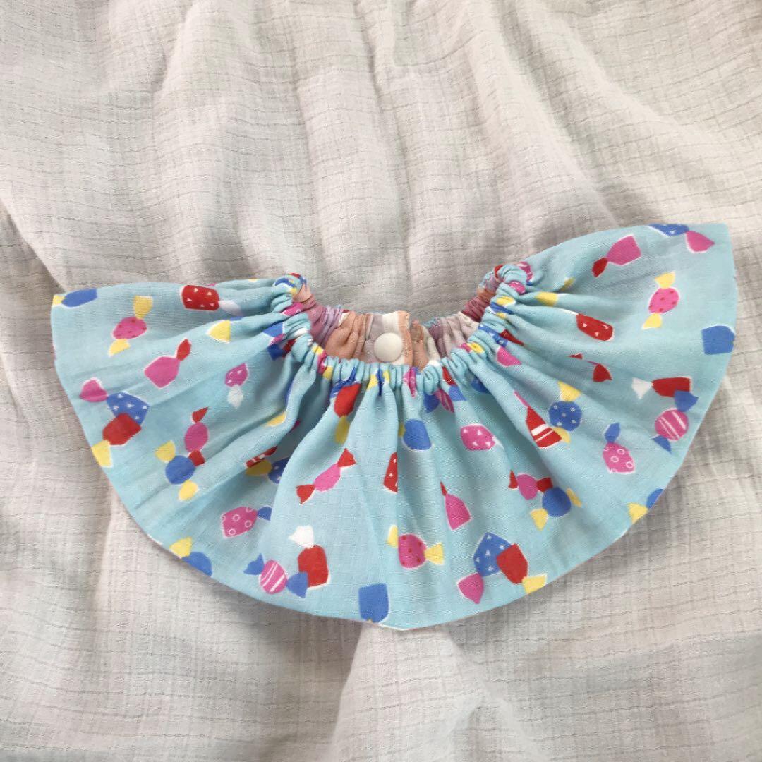 ★ピンクマーカーたて×水色キャンディ★ ハンドメイド　リバーシブル　スタイ