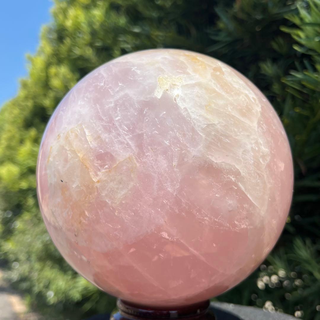 ✳️☆ピンクの超大玉❗☆レインボー スター ローズクォーツ 丸玉 天然石 原石