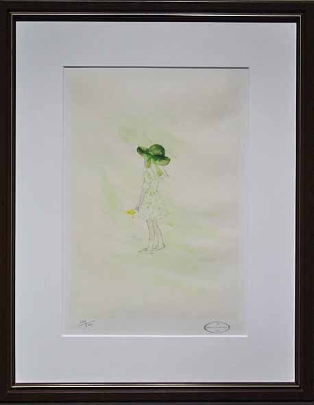 いわさきちひろ 【緑の風の中で】 1994年 リトグラフ