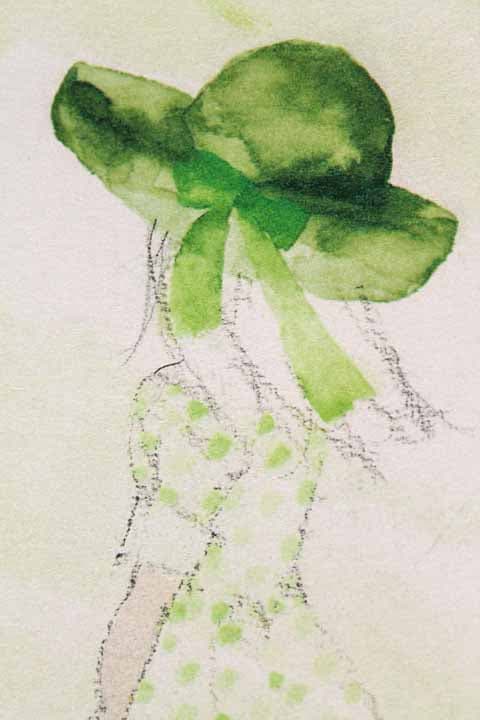 いわさきちひろ 【緑の風の中で】 1994年 リトグラフ