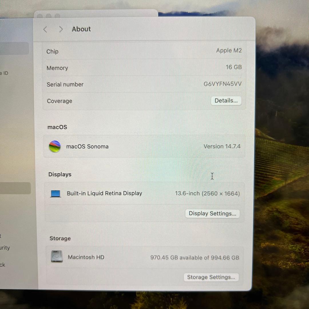 Macbook Air 2022 M2 13.6インチ 16GBメモリ 1TB