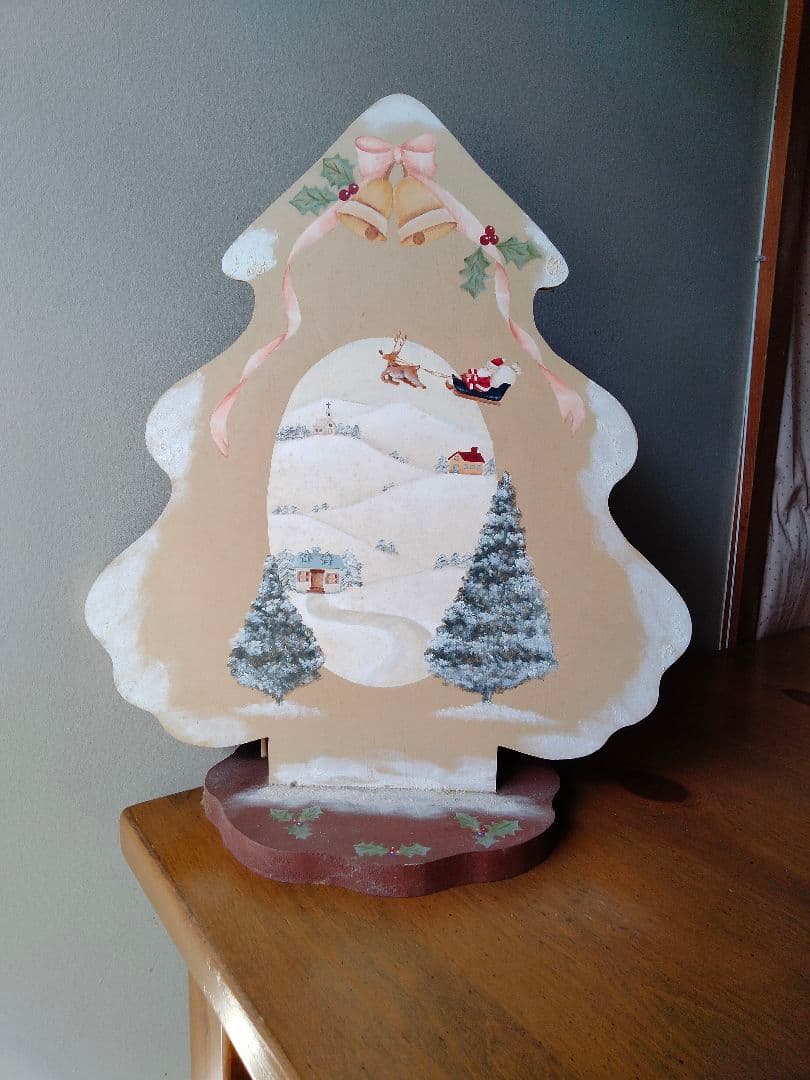 【手描き】　クリスマスツリー　SWEET　木製　両面　オリジナル