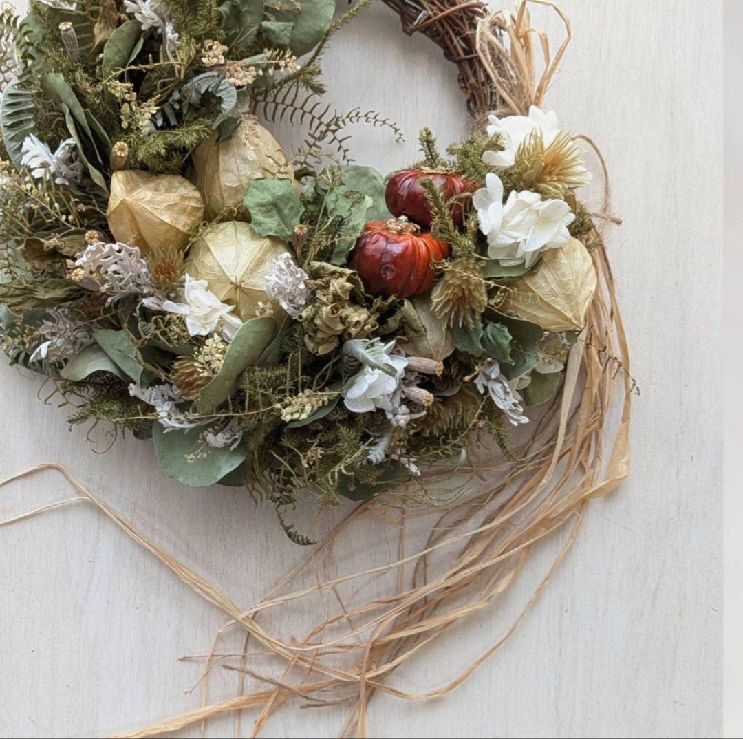 専用＊Halloweenミニパンプキン＆グリーンホオズキ  ドライフラワーリース