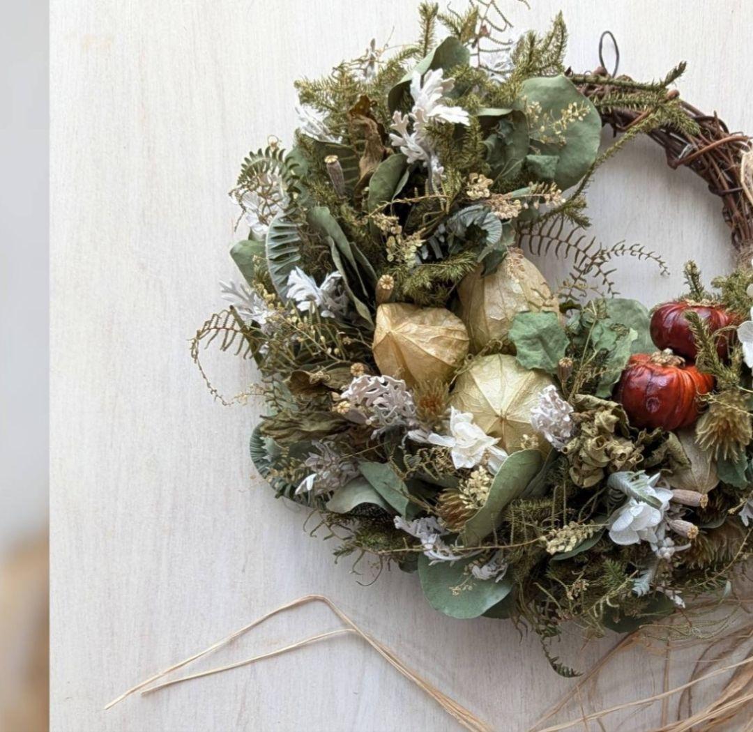 専用＊Halloweenミニパンプキン＆グリーンホオズキ  ドライフラワーリース