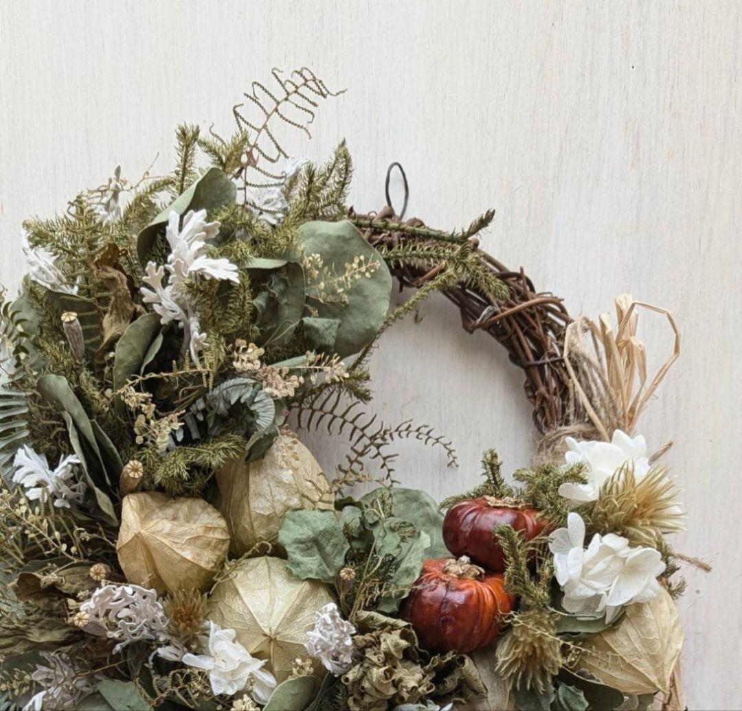 専用＊Halloweenミニパンプキン＆グリーンホオズキ  ドライフラワーリース