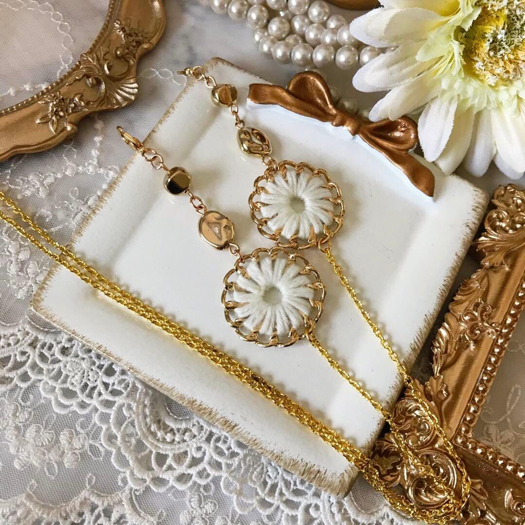 ♪569❤️ 毛糸　サークル　ゴールド　ピアス　イヤリング　ハンドメイド