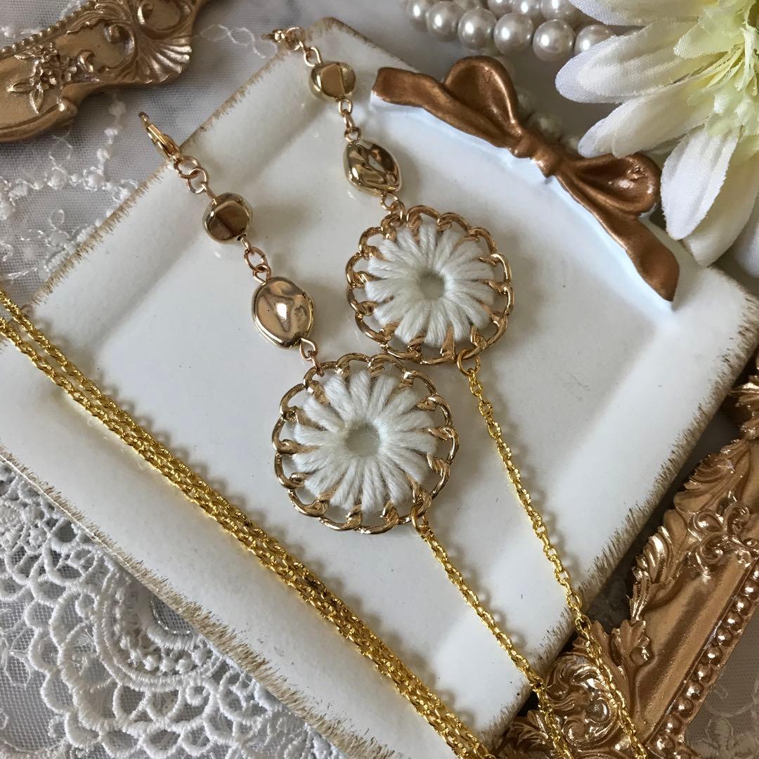 ♪569❤️ 毛糸　サークル　ゴールド　ピアス　イヤリング　ハンドメイド