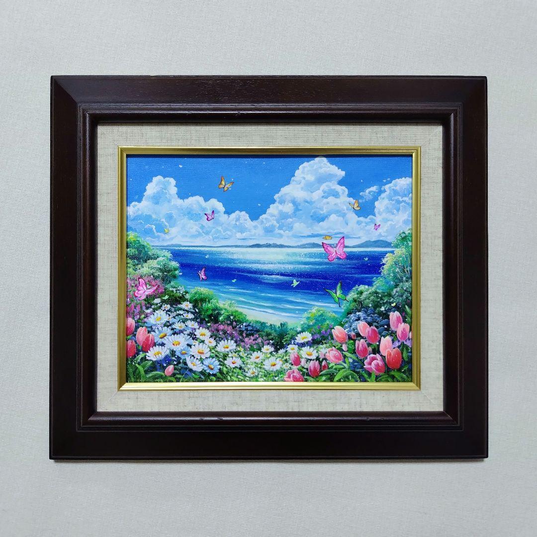 N*°様 【浜辺に咲く花】アクリル画 F3 風景画 絵画
